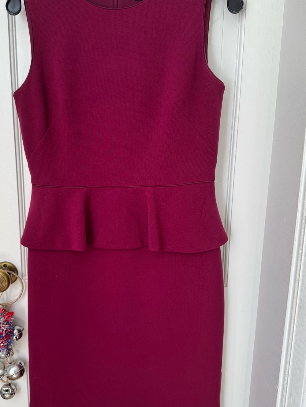 Ann Taylor Sleeveless Peplum Sheath Dress in Wine